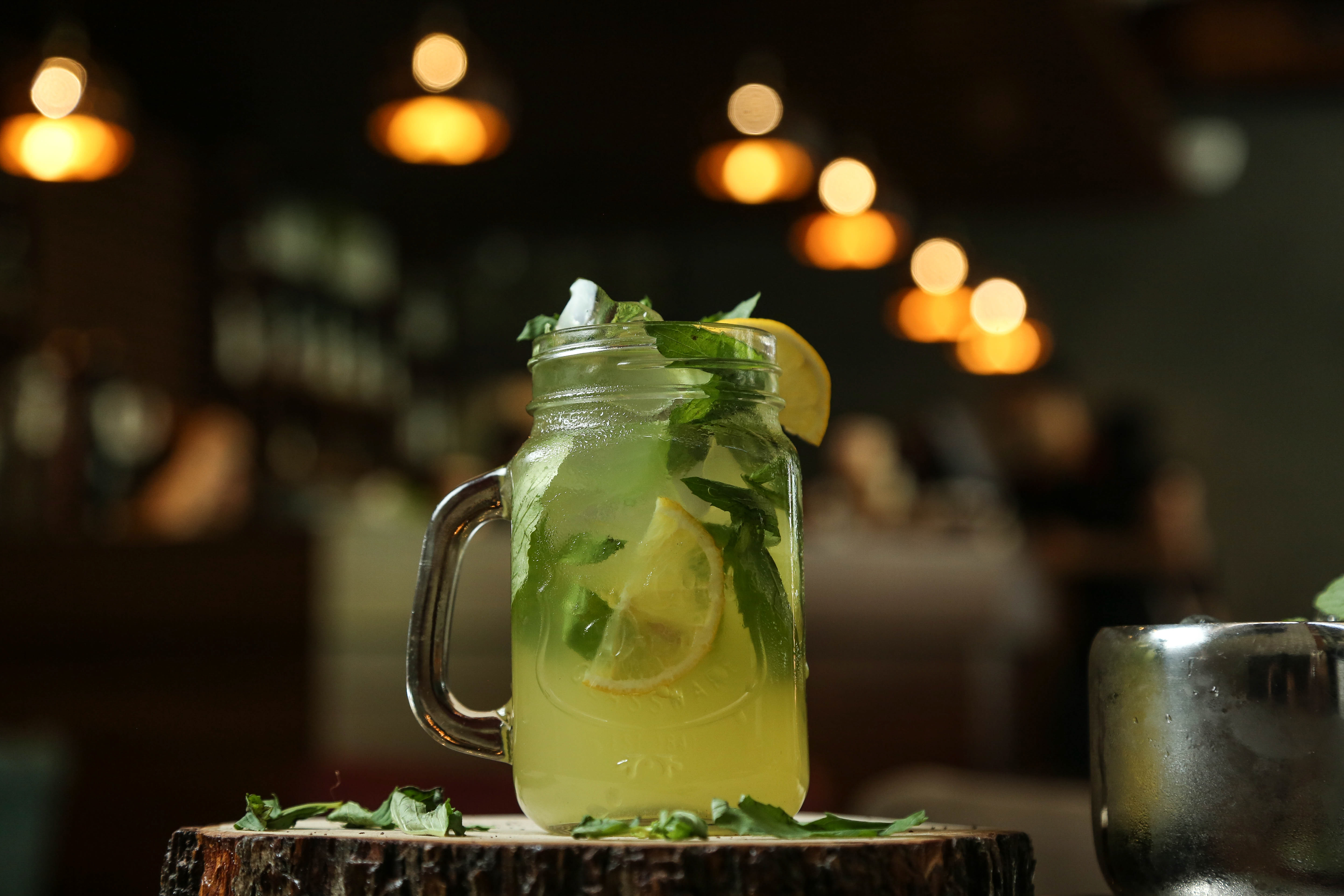 Virgin mojito mocktail with mint and lime